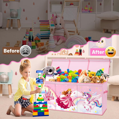Toy Storage Box with Lids Extra Large Collapsible Toy Box Chest for Kids