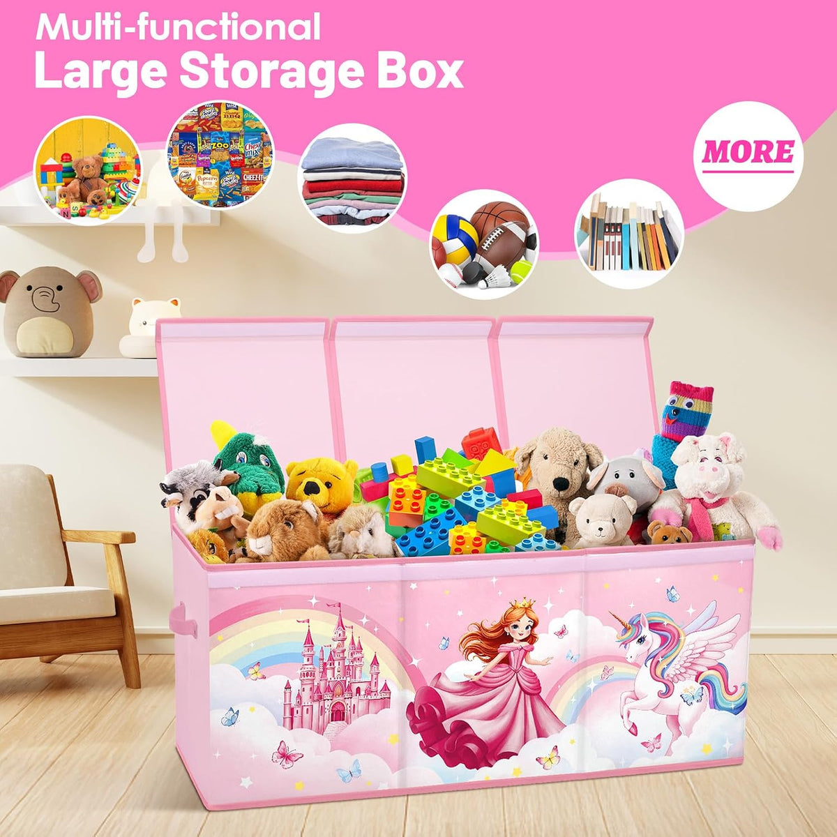 Toy Storage Box with Lids Extra Large Collapsible Toy Box Chest for Kids