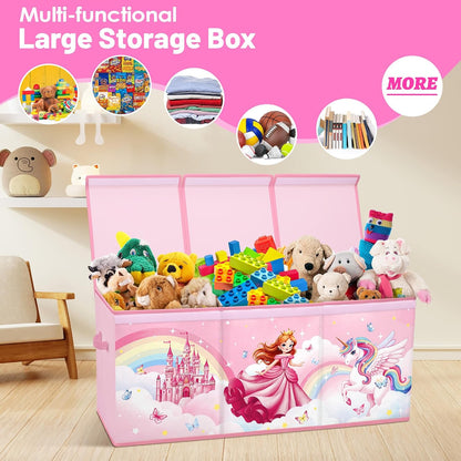Toy Storage Box with Lids Extra Large Collapsible Toy Box Chest for Kids
