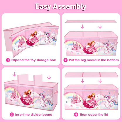 Toy Storage Box with Lids Extra Large Collapsible Toy Box Chest for Kids