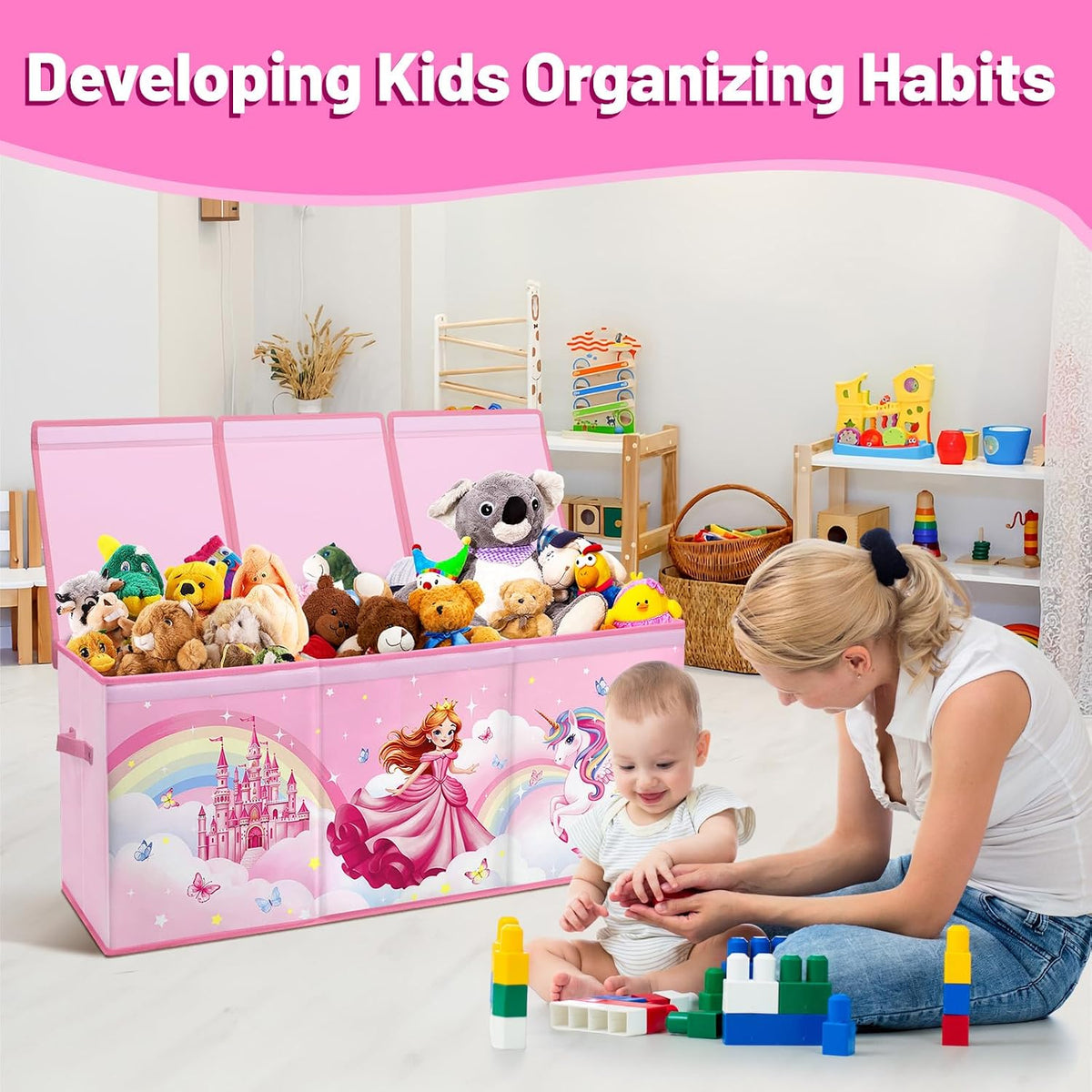 Toy Storage Box with Lids Extra Large Collapsible Toy Box Chest for Kids