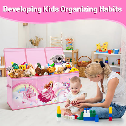 Toy Storage Box with Lids Extra Large Collapsible Toy Box Chest for Kids
