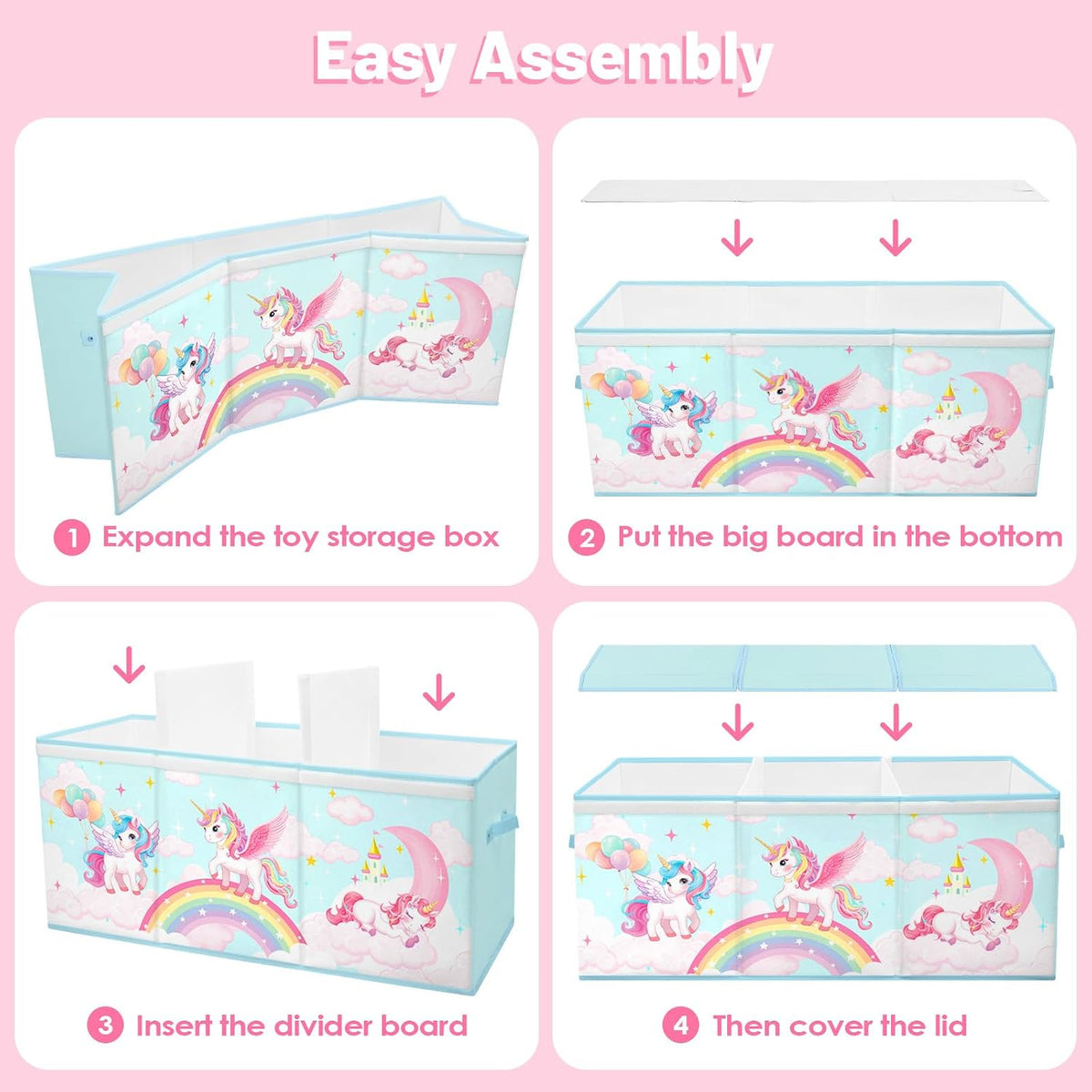 Toy Storage Box with Lids Extra Large Collapsible Toy Box Chest for Kids