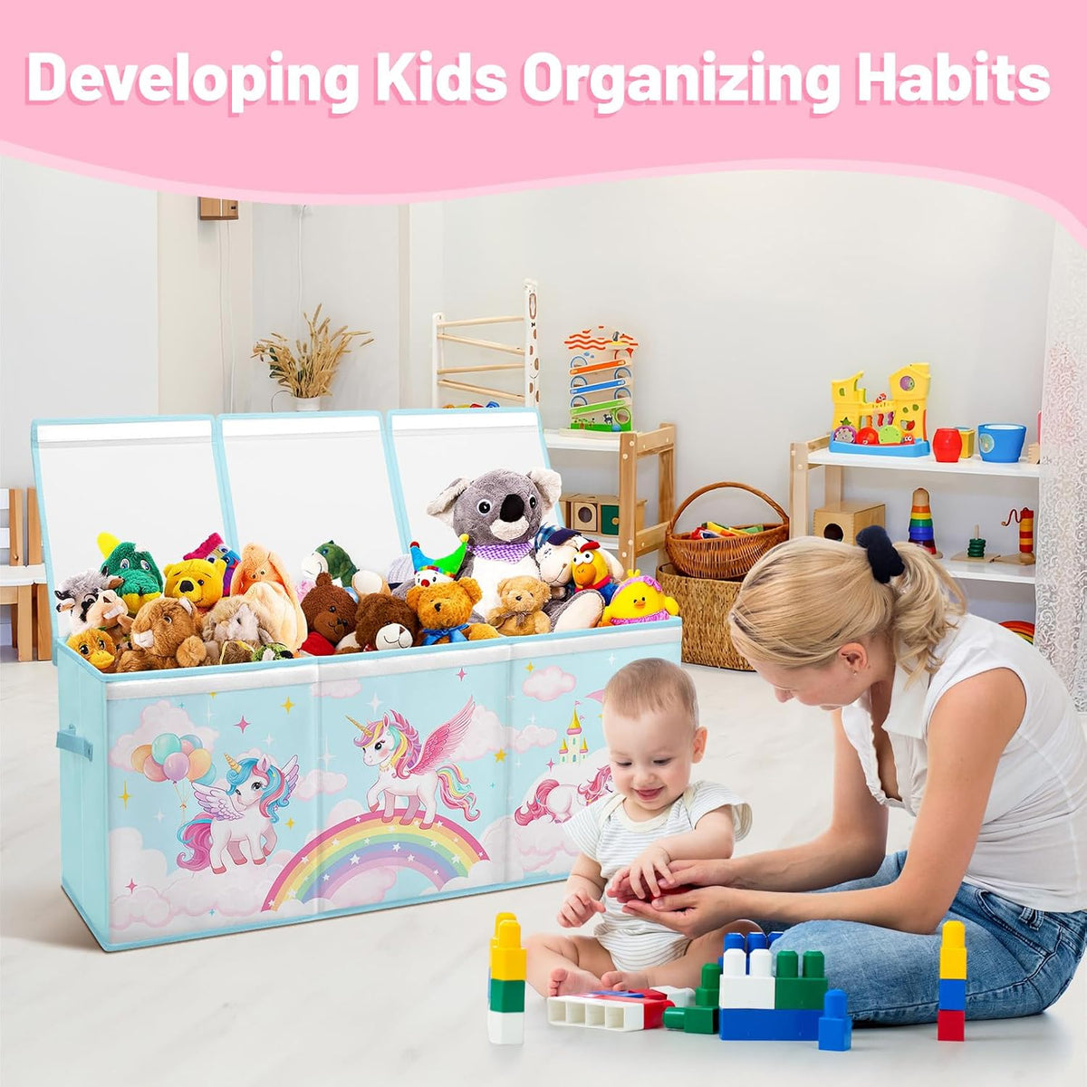 Toy Storage Box with Lids Extra Large Collapsible Toy Box Chest for Kids