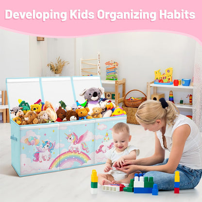 Toy Storage Box with Lids Extra Large Collapsible Toy Box Chest for Kids