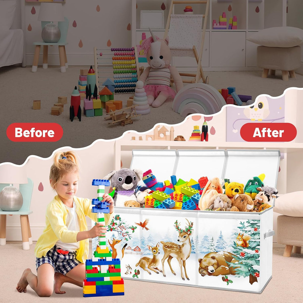 Toy Storage Box with Lids Extra Large Collapsible Toy Box Chest for Kids