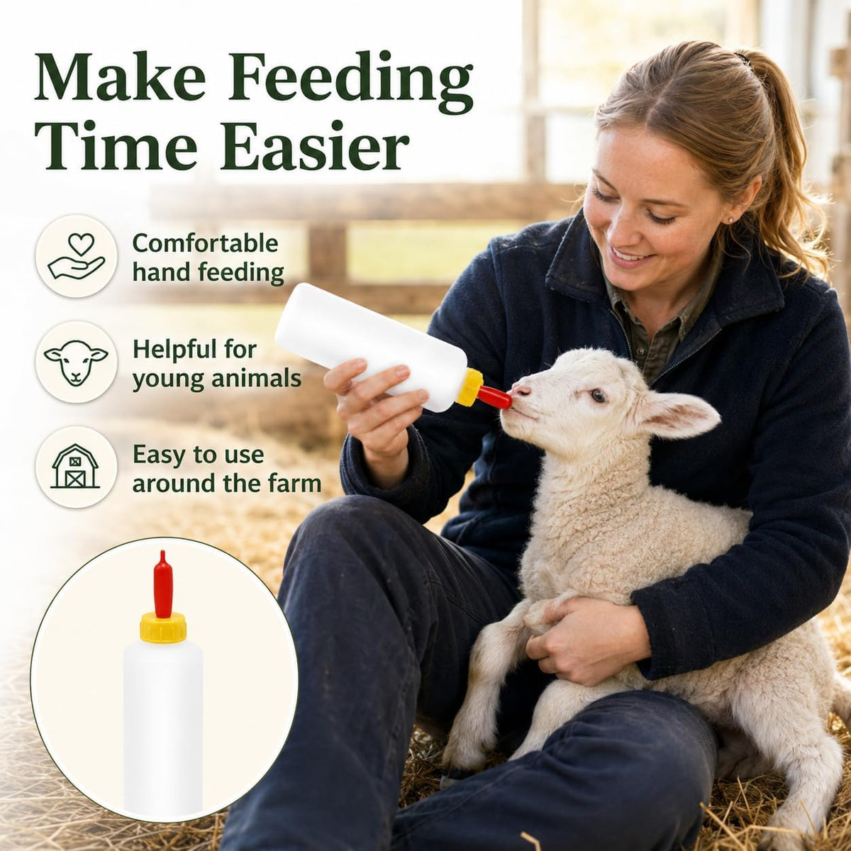 6Pcs Goat Feeding Bottles 400 ml/13.5 oz and 12 Nipples, Lamb and Kid Bottle, Livestock Baby Bottle for Sheep,Lamb,Calf and Other Mammal Feeding Bottles