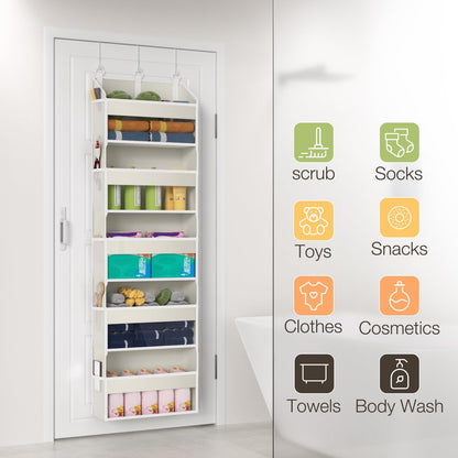 Over the Door Organizer with 5 Front & 10 MeshSide Pockets,Heavy Duty Hanging Storage Organizer 50LB Capacity Nursery & Bathroom Multi-Room Space-Saving Design with 3 Hook for Kitchen, Pantry,Grey