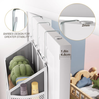 Over the Door Organizer with 5 Front & 10 MeshSide Pockets,Heavy Duty Hanging Storage Organizer 50LB Capacity Nursery & Bathroom Multi-Room Space-Saving Design with 3 Hook for Kitchen, Pantry,Grey