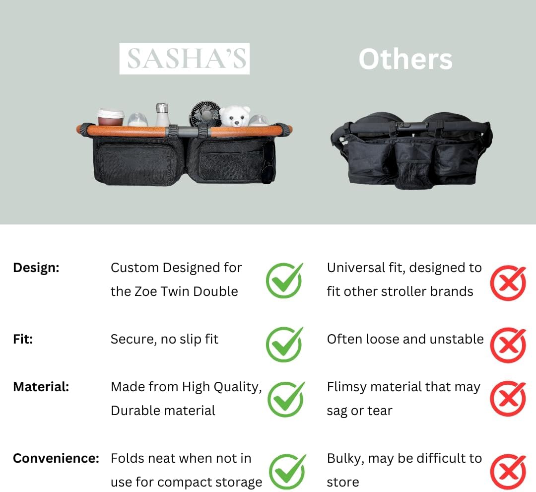 Stroller Organizer for Zoe Twin Double Stroller (Empty Bag)