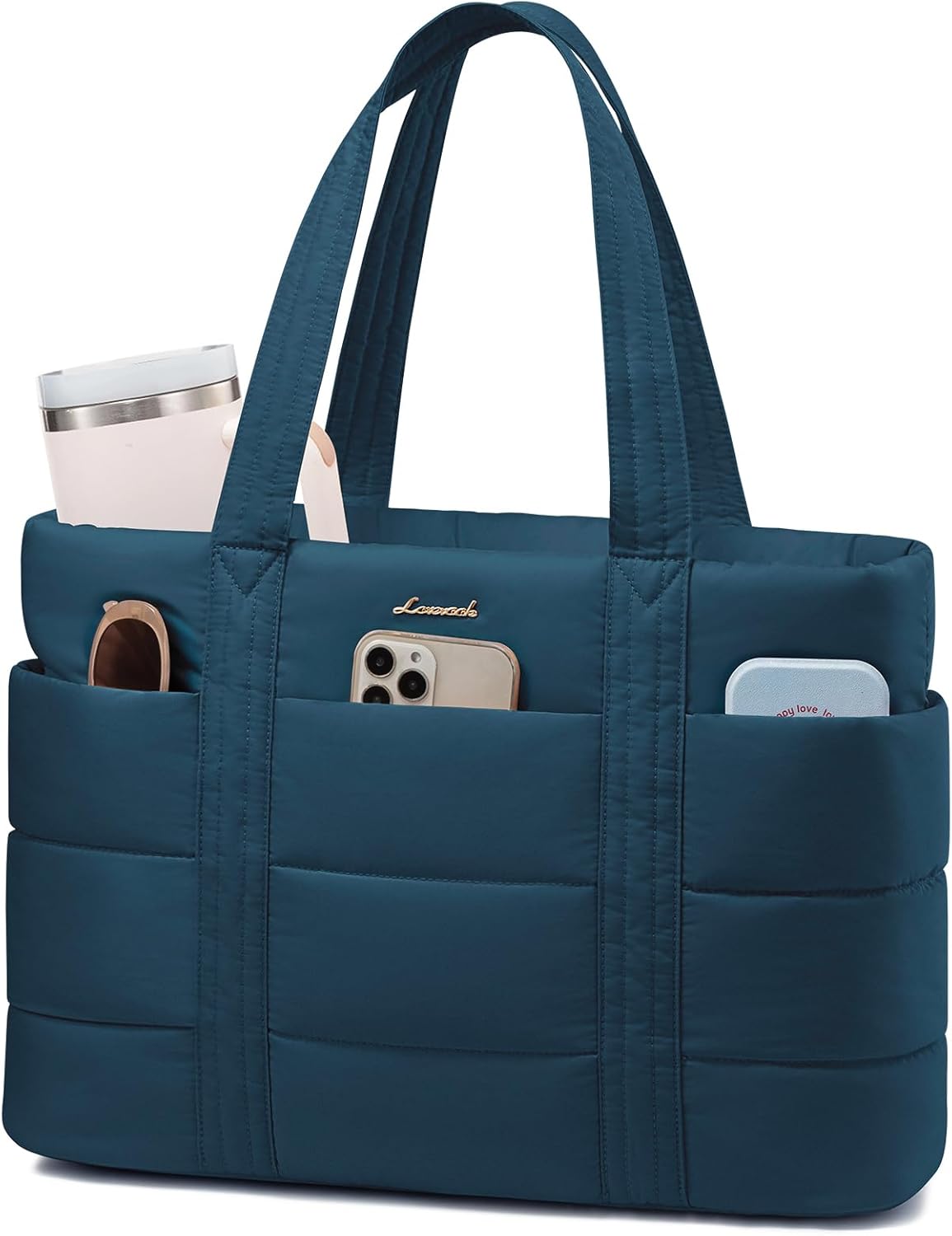 Tote Bag for Women, Large Puffer Work Tote Bag for 15.6 Inch Laptop, Lightweight Travel Tote with Zipper Gifts for Women