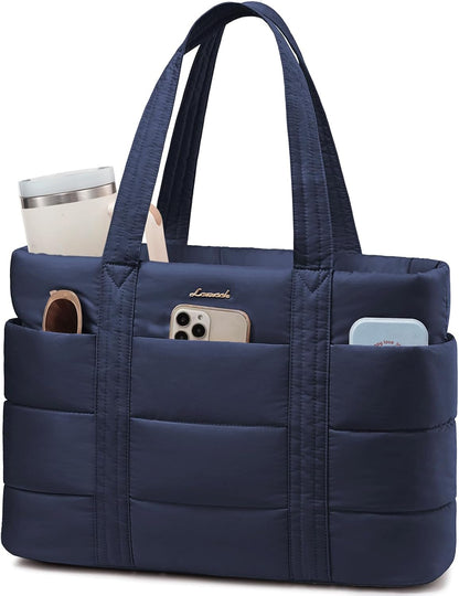 Tote Bag for Women, Large Puffer Work Tote Bag for 15.6 Inch Laptop, Lightweight Travel Tote with Zipper Gifts for Women