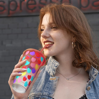 Color Changing Cups, Plastic Cups with Lids and Straws, Reusable Plastic Tumblers - BPA-Free, Durable & Food Safe, Ideal for Iced Coffee, Smoothies & Cold Drinks, 5 Pack - Vibe Typography Style