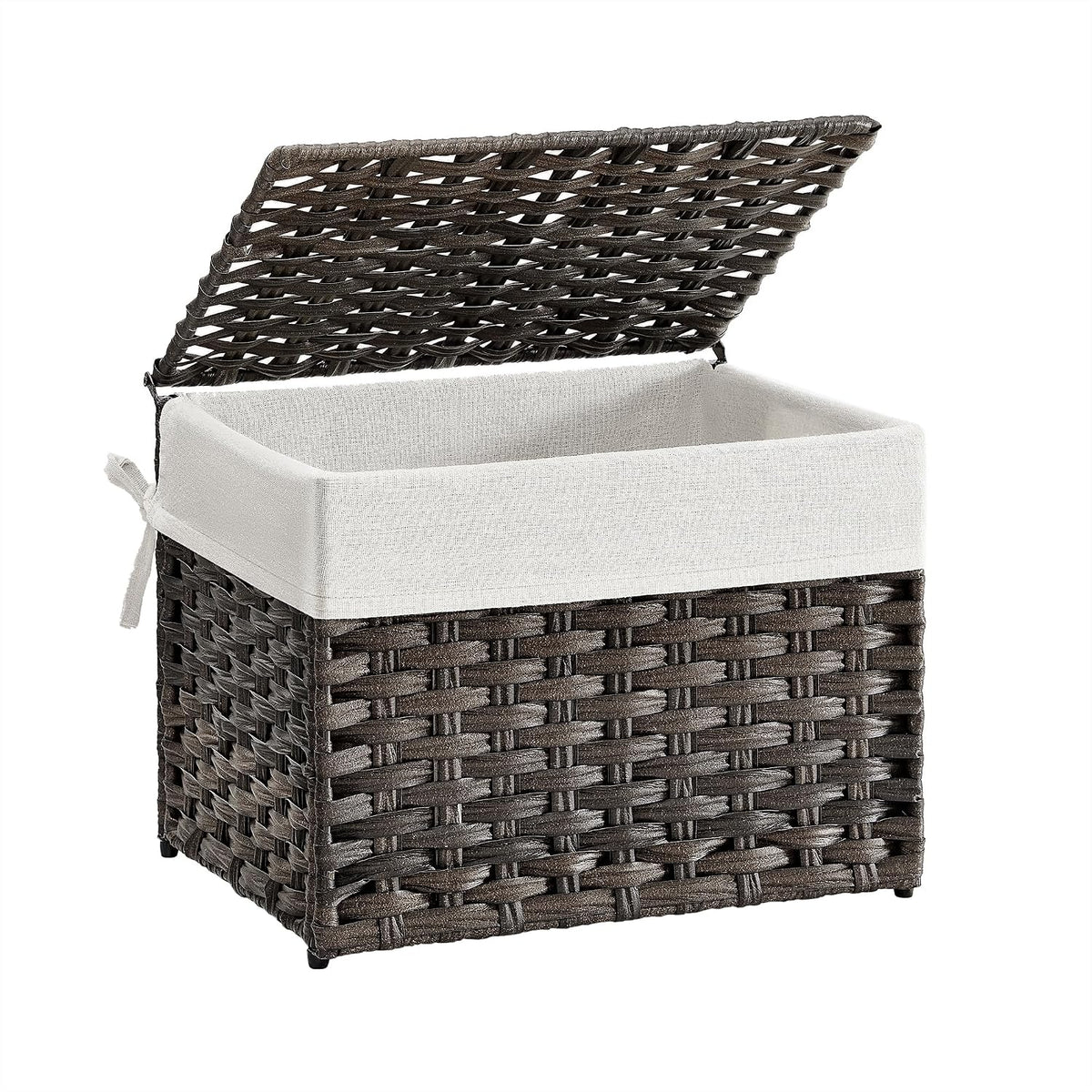 SONGMICS Woven Storage Basket with Lid, 27.7 Gallon (105L), Foldable