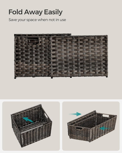 SONGMICS Woven Storage Basket with Lid, 27.7 Gallon (105L), Foldable