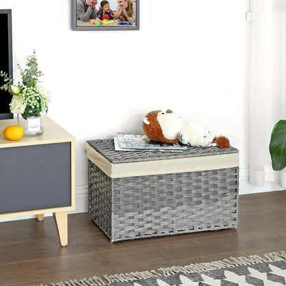 SONGMICS Woven Storage Basket with Lid, 27.7 Gallon (105L), Foldable