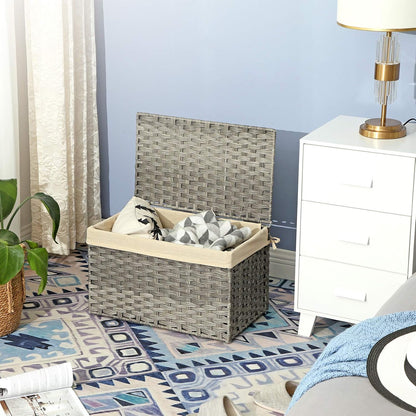 SONGMICS Woven Storage Basket with Lid, 27.7 Gallon (105L), Foldable