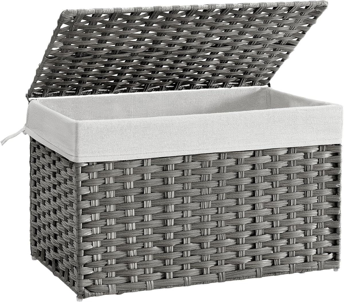 SONGMICS Woven Storage Basket with Lid, 27.7 Gallon (105L), Foldable