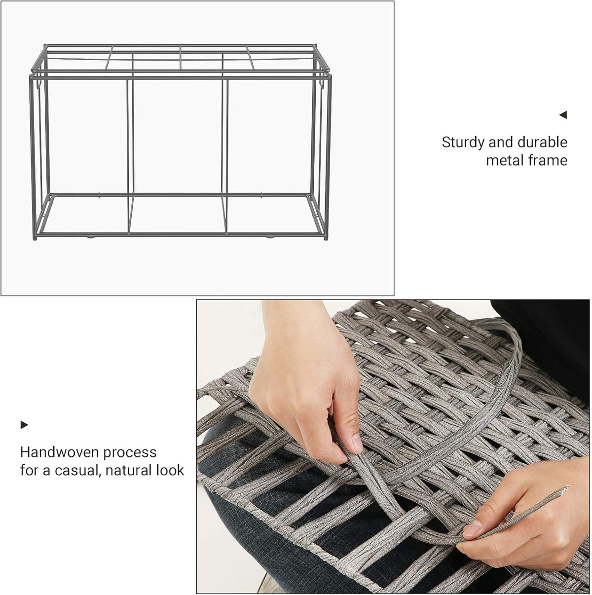 SONGMICS Woven Storage Basket with Lid, 27.7 Gallon (105L), Foldable