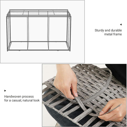 SONGMICS Woven Storage Basket with Lid, 27.7 Gallon (105L), Foldable