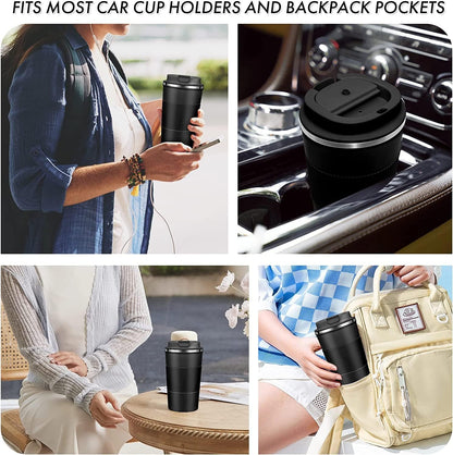 16oz Travel Coffee Mug Spill Proof, Insulated Coffee Mug with Lid, Leakproof Coffee Tumbler,Stainless Steel Vacuum Coffee Cup for Hot/Cold Drinks, Reusable Coffee Cup for Men Women -510ml,Black