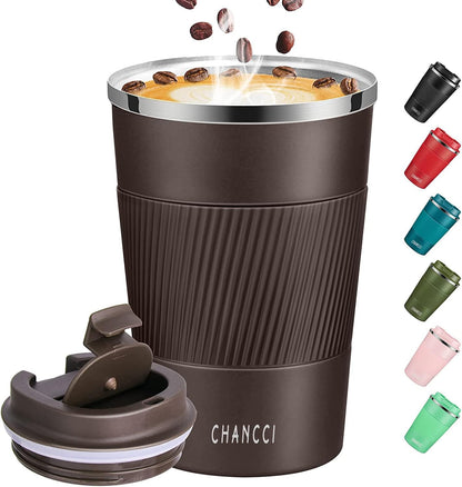 16oz Travel Coffee Mug Spill Proof, Insulated Coffee Mug with Lid, Leakproof Coffee Tumbler,Stainless Steel Vacuum Coffee Cup for Hot/Cold Drinks, Reusable Coffee Cup for Men Women -510ml,Black