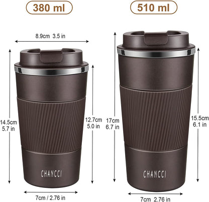 16oz Travel Coffee Mug Spill Proof, Insulated Coffee Mug with Lid, Leakproof Coffee Tumbler,Stainless Steel Vacuum Coffee Cup for Hot/Cold Drinks, Reusable Coffee Cup for Men Women -510ml,Black