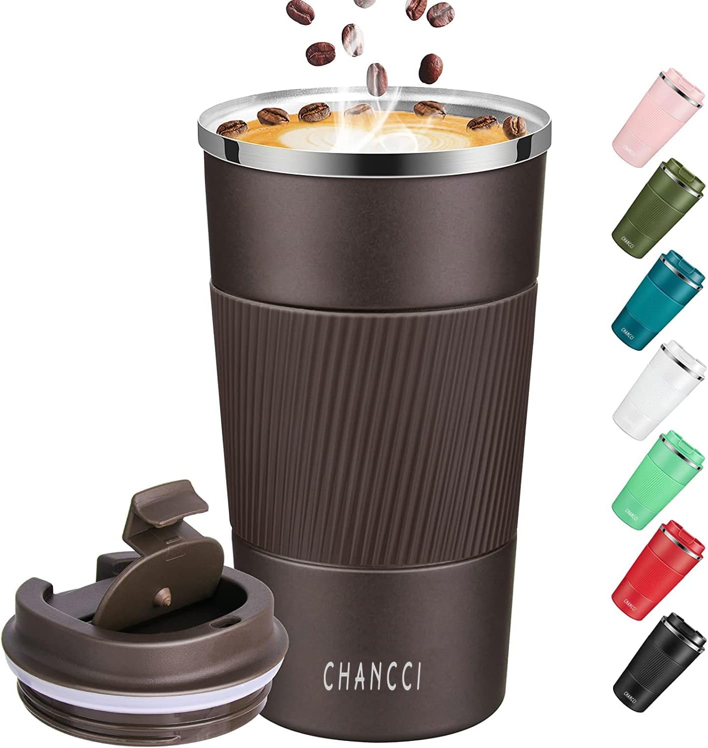 16oz Travel Coffee Mug Spill Proof, Insulated Coffee Mug with Lid, Leakproof Coffee Tumbler,Stainless Steel Vacuum Coffee Cup for Hot/Cold Drinks, Reusable Coffee Cup for Men Women -510ml,Black