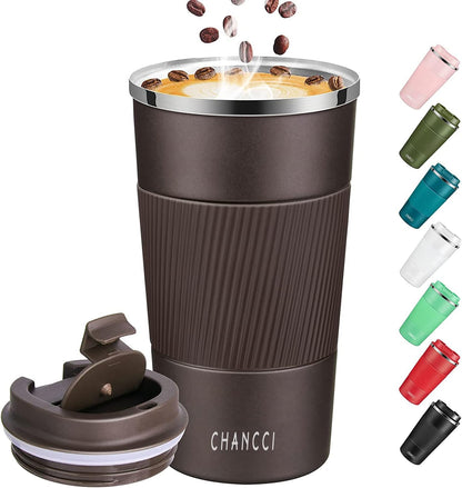 16oz Travel Coffee Mug Spill Proof, Insulated Coffee Mug with Lid, Leakproof Coffee Tumbler,Stainless Steel Vacuum Coffee Cup for Hot/Cold Drinks, Reusable Coffee Cup for Men Women -510ml,Black
