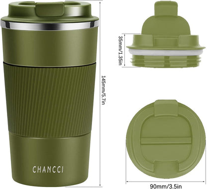 16oz Travel Coffee Mug Spill Proof, Insulated Coffee Mug with Lid, Leakproof Coffee Tumbler,Stainless Steel Vacuum Coffee Cup for Hot/Cold Drinks, Reusable Coffee Cup for Men Women -510ml,Black