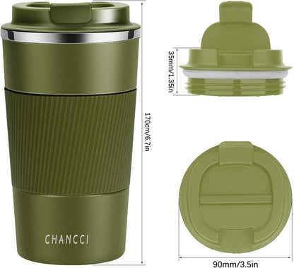 16oz Travel Coffee Mug Spill Proof, Insulated Coffee Mug with Lid, Leakproof Coffee Tumbler,Stainless Steel Vacuum Coffee Cup for Hot/Cold Drinks, Reusable Coffee Cup for Men Women -510ml,Black