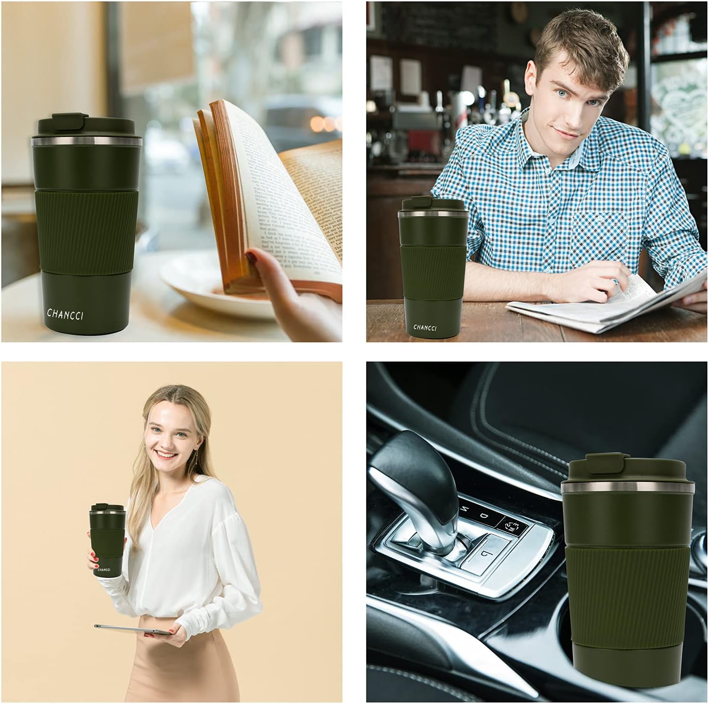 16oz Travel Coffee Mug Spill Proof, Insulated Coffee Mug with Lid, Leakproof Coffee Tumbler,Stainless Steel Vacuum Coffee Cup for Hot/Cold Drinks, Reusable Coffee Cup for Men Women -510ml,Black