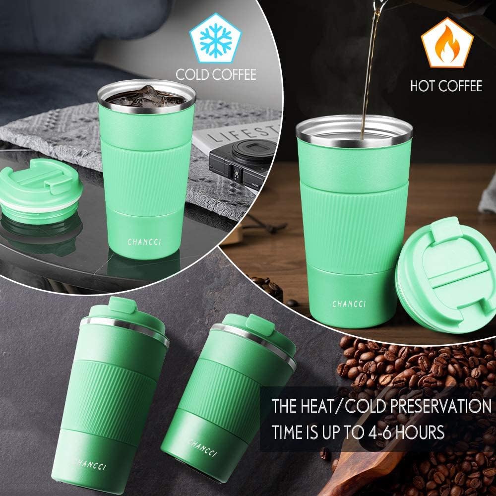 16oz Travel Coffee Mug Spill Proof, Insulated Coffee Mug with Lid, Leakproof Coffee Tumbler,Stainless Steel Vacuum Coffee Cup for Hot/Cold Drinks, Reusable Coffee Cup for Men Women -510ml,Black