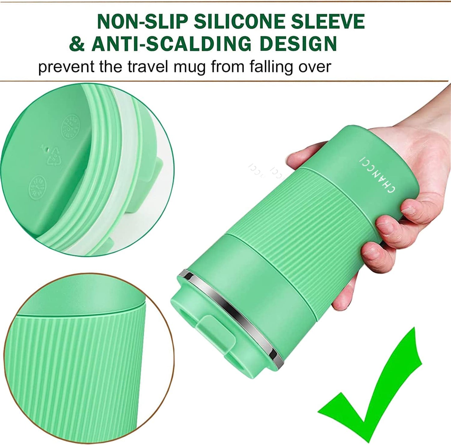 16oz Travel Coffee Mug Spill Proof, Insulated Coffee Mug with Lid, Leakproof Coffee Tumbler,Stainless Steel Vacuum Coffee Cup for Hot/Cold Drinks, Reusable Coffee Cup for Men Women -510ml,Black