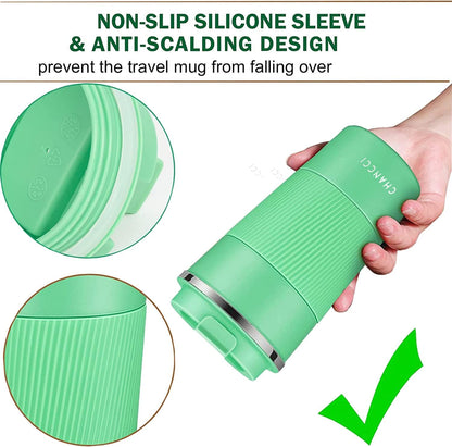 16oz Travel Coffee Mug Spill Proof, Insulated Coffee Mug with Lid, Leakproof Coffee Tumbler,Stainless Steel Vacuum Coffee Cup for Hot/Cold Drinks, Reusable Coffee Cup for Men Women -510ml,Black