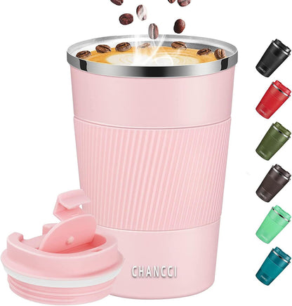 16oz Travel Coffee Mug Spill Proof, Insulated Coffee Mug with Lid, Leakproof Coffee Tumbler,Stainless Steel Vacuum Coffee Cup for Hot/Cold Drinks, Reusable Coffee Cup for Men Women -510ml,Black