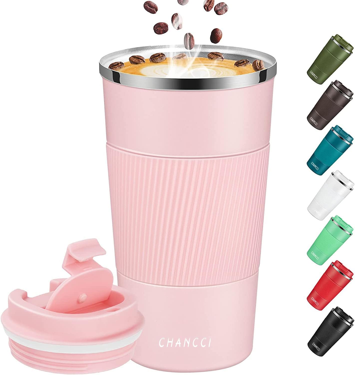 16oz Travel Coffee Mug Spill Proof, Insulated Coffee Mug with Lid, Leakproof Coffee Tumbler,Stainless Steel Vacuum Coffee Cup for Hot/Cold Drinks, Reusable Coffee Cup for Men Women -510ml,Black
