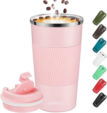 16oz Travel Coffee Mug Spill Proof, Insulated Coffee Mug with Lid, Leakproof Coffee Tumbler,Stainless Steel Vacuum Coffee Cup for Hot/Cold Drinks, Reusable Coffee Cup for Men Women -510ml,Black