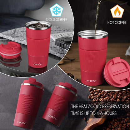 16oz Travel Coffee Mug Spill Proof, Insulated Coffee Mug with Lid, Leakproof Coffee Tumbler,Stainless Steel Vacuum Coffee Cup for Hot/Cold Drinks, Reusable Coffee Cup for Men Women -510ml,Black