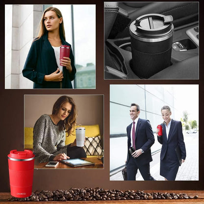 16oz Travel Coffee Mug Spill Proof, Insulated Coffee Mug with Lid, Leakproof Coffee Tumbler,Stainless Steel Vacuum Coffee Cup for Hot/Cold Drinks, Reusable Coffee Cup for Men Women -510ml,Black