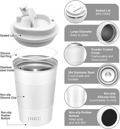 16oz Travel Coffee Mug Spill Proof, Insulated Coffee Mug with Lid, Leakproof Coffee Tumbler,Stainless Steel Vacuum Coffee Cup for Hot/Cold Drinks, Reusable Coffee Cup for Men Women -510ml,Black