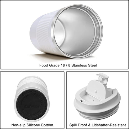 16oz Travel Coffee Mug Spill Proof, Insulated Coffee Mug with Lid, Leakproof Coffee Tumbler,Stainless Steel Vacuum Coffee Cup for Hot/Cold Drinks, Reusable Coffee Cup for Men Women -510ml,Black