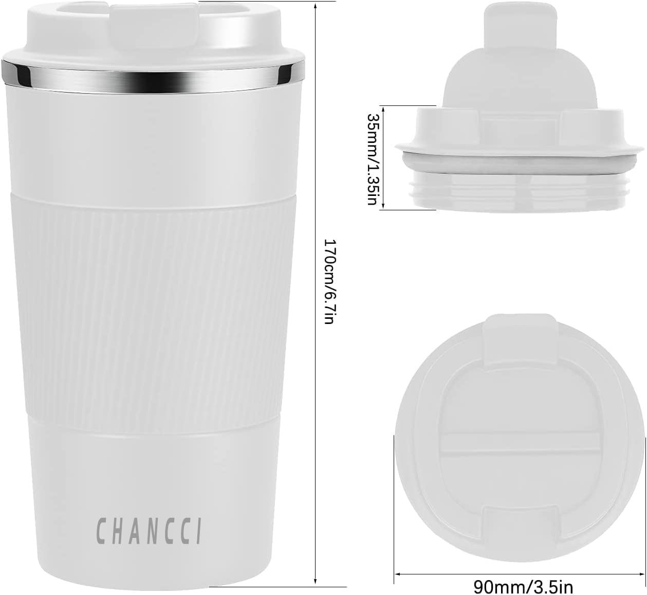 16oz Travel Coffee Mug Spill Proof, Insulated Coffee Mug with Lid, Leakproof Coffee Tumbler,Stainless Steel Vacuum Coffee Cup for Hot/Cold Drinks, Reusable Coffee Cup for Men Women -510ml,Black