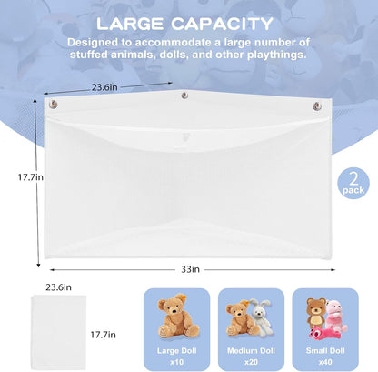 Large Corner Stuffed Animal Storage, White Wall Hammock Toy Net, Gift