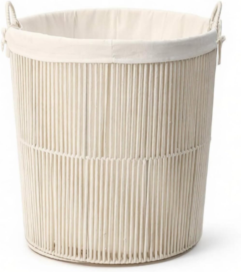 Laundry Basket Rope Hamper Bin Organizer With Removable Inner Liner And Easy Carry Handles Rope Build For Clothes Toys Towels suitable for bedroom nursery closet home storage, L