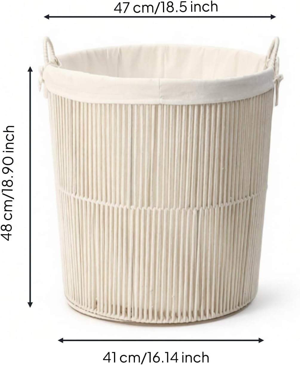 Laundry Basket Rope Hamper Bin Organizer With Removable Inner Liner And Easy Carry Handles Rope Build For Clothes Toys Towels suitable for bedroom nursery closet home storage, L