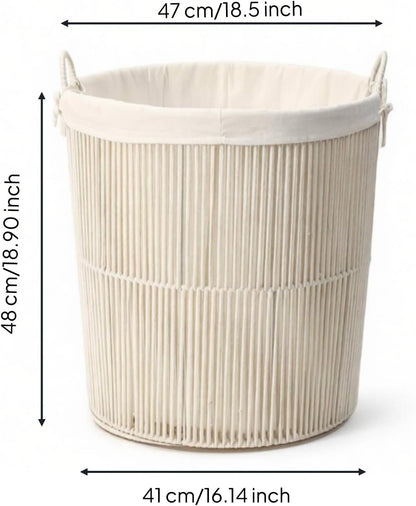 Laundry Basket Rope Hamper Bin Organizer With Removable Inner Liner And Easy Carry Handles Rope Build For Clothes Toys Towels suitable for bedroom nursery closet home storage, L