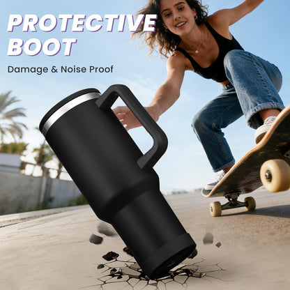 40 oz Leak-Proof Travel Tumbler with Handle & Flip Straw - Insulated Stainless Steel Mug Keeps Drinks Cold 34 Hours & Hot 10 Hours, Water Bottle Fits Car Cup Holder for All-Day Hydration at Work, Gym