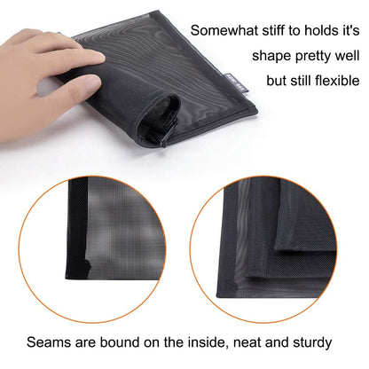HRX Package 6pcs Mesh Makeup Bags for Travel, 2 Sizes A5 A6 (Black)