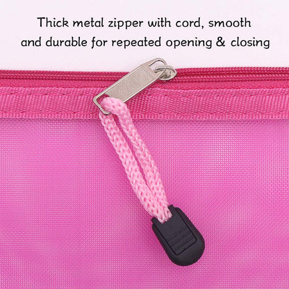 HRX Package 6pcs Mesh Makeup Bags for Travel, 2 Sizes A5 A6 (Black)